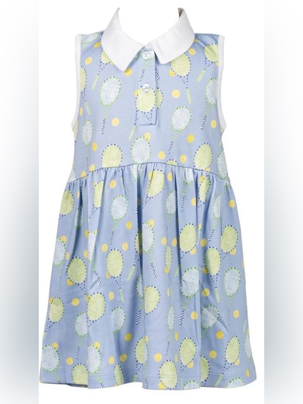 Proper Peony Pima Girls Blue Tennis Court
Side Polo Dress, 3T